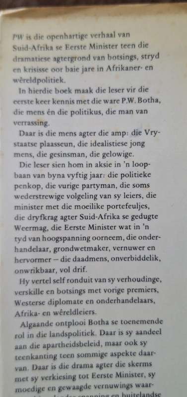 PW deur Dirk en Johanna de Villiers Hardeband GETEKEN