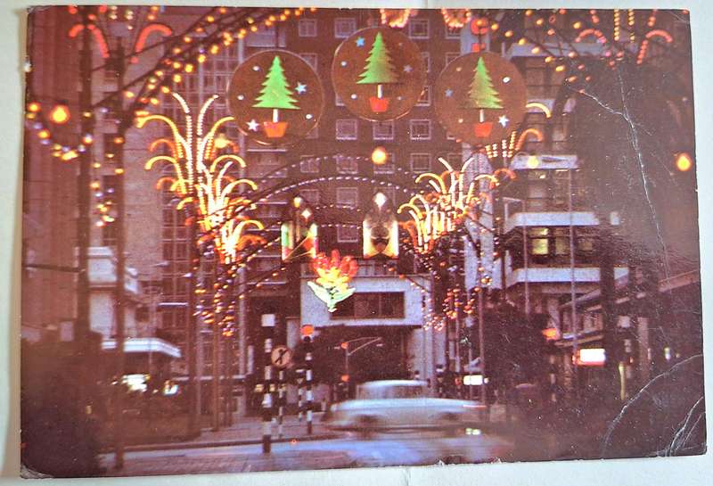 Post Card Christmas Lights, First Street, Salisbury, Zimbabwe Date Stamp 1980