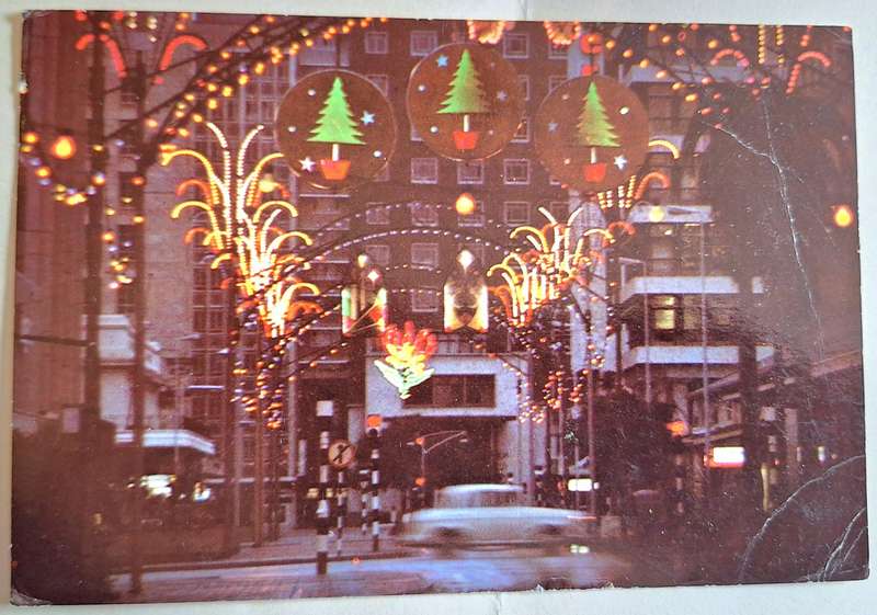 Post Card Christmas Lights, First Street, Salisbury, Zimbabwe Date Stamp 1980
