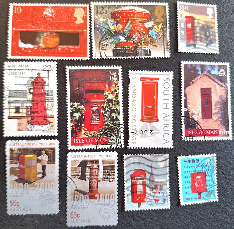 Theme: Post Boxes Mixed Lot of 11 Used stamps