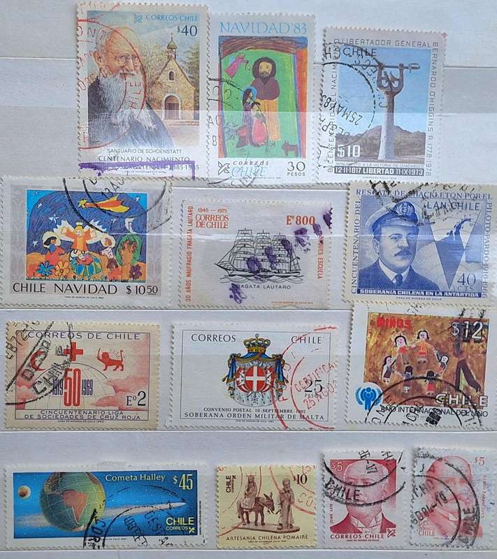 Chile Mixed Lot of 13 Used some hinged stamps