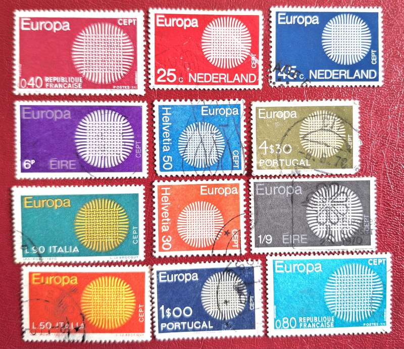 Europa CEPT 1970 Mixed Lot of 12 Used stamps
