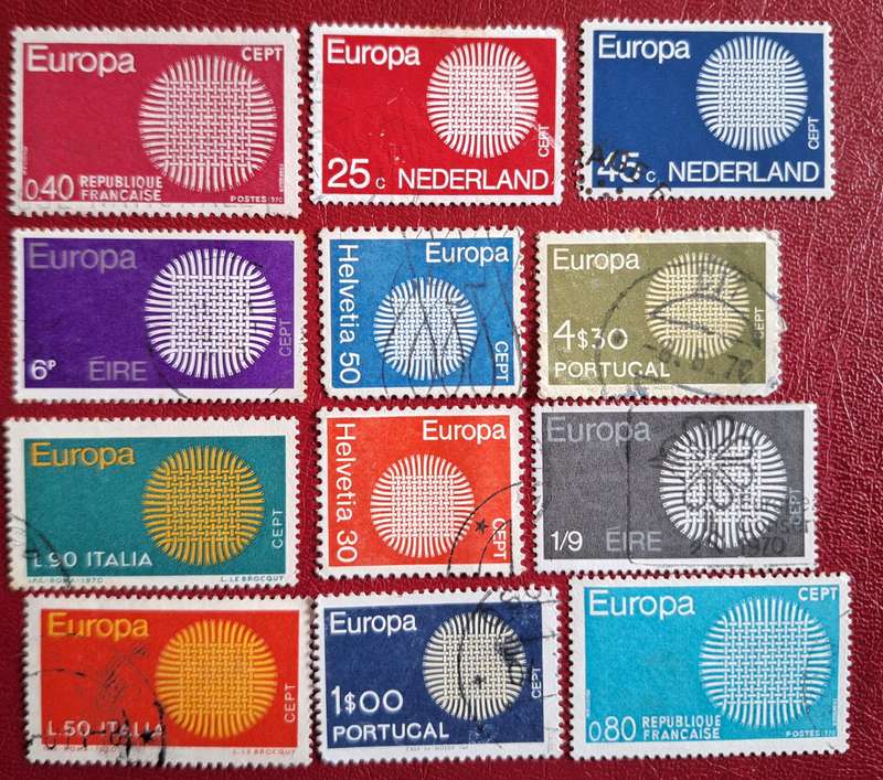 Europa CEPT 1970 Mixed Lot of 12 Used stamps