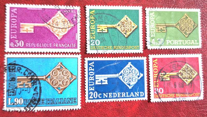 Europa CEPT 1968 Mixed Lot of 6 stamps from Various Countries