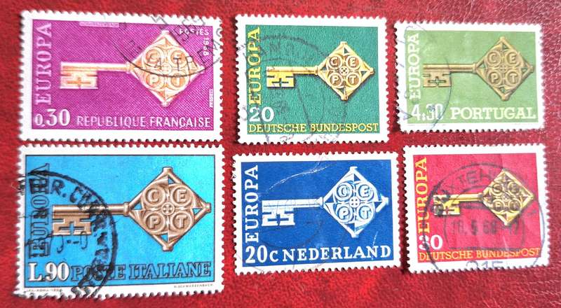 Europa CEPT 1968 Mixed Lot of 6 stamps from Various Countries