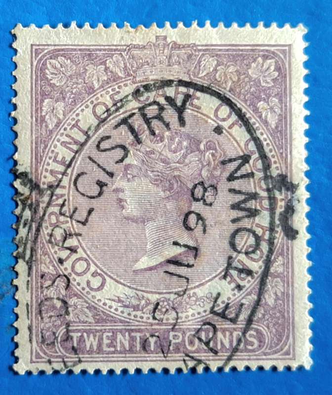 Government of Cape of Good Hope 1898 Twenty Pound Used stamps