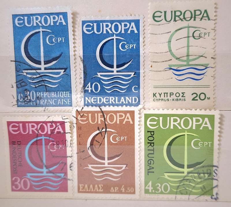 Europa CEPT 1966 Mixed Lot of 6 Used stamps Various Countries
