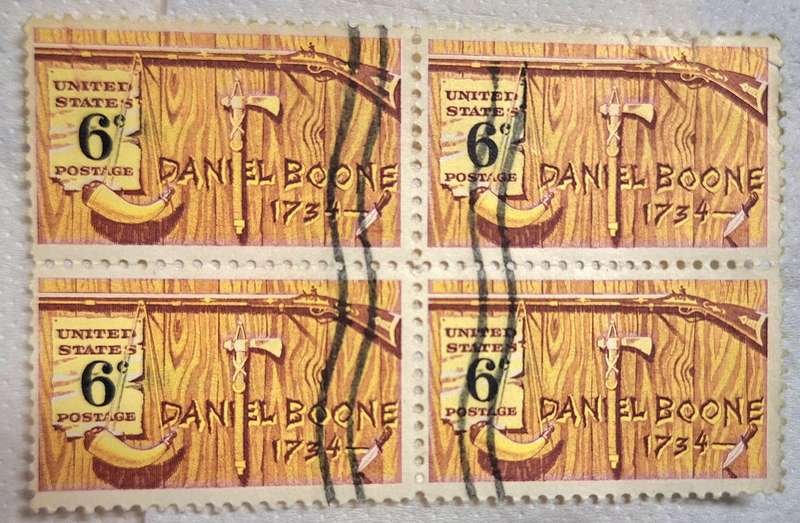 USA 1968 Daniel Boone Block of 4 Used stamps