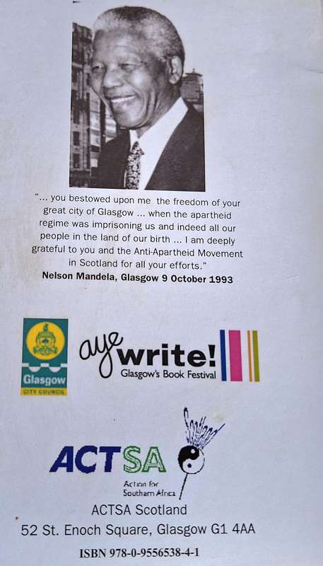 The Glasgow Mandela Story by Brian Filling Softcover 2014 2nd Edition