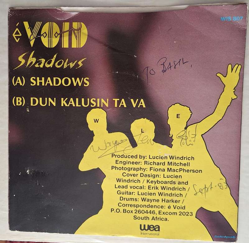 Shadows by éVOID 1983 Vinyl, 7", 45 RPM WEA WIS 807