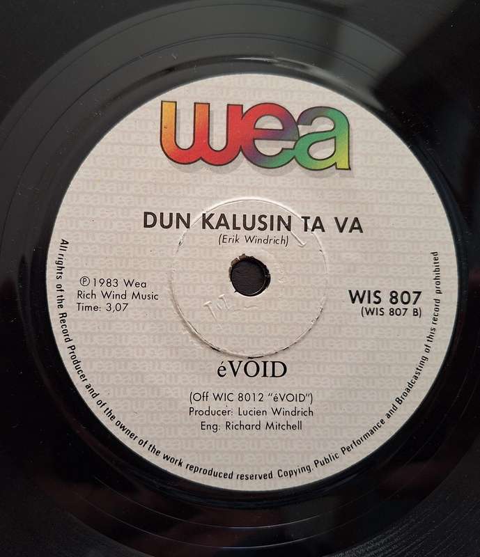 Shadows by éVOID 1983 Vinyl, 7", 45 RPM WEA WIS 807