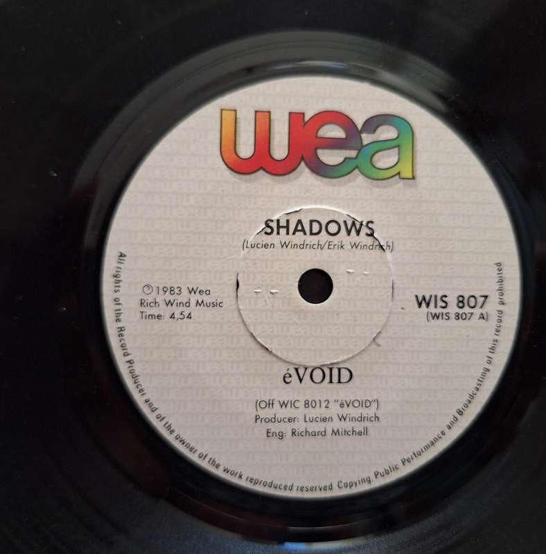 Shadows by éVOID 1983 Vinyl, 7", 45 RPM WEA WIS 807