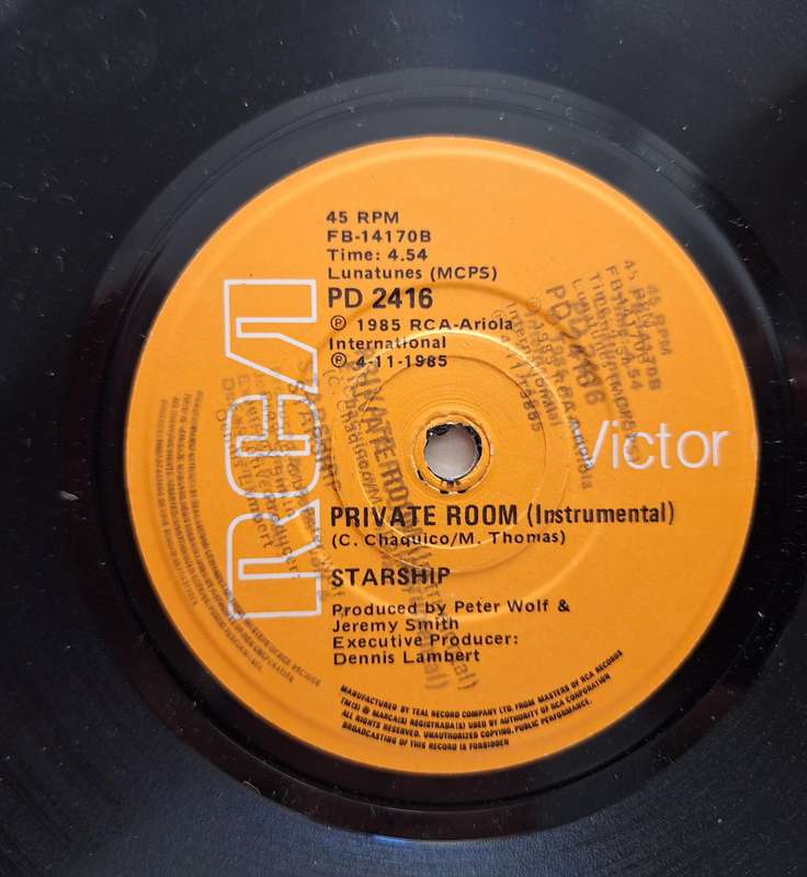 We Built this City by Starship RCA Victor PD2415 Vinyl, 7", 45 RPM, Single 1985