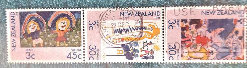 New Zealand 1986 Health Issue Strip of 3 Used stamps