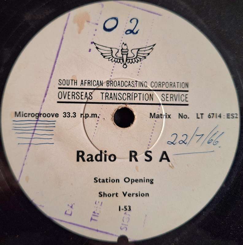 SABC Overseas Transcription Service 1966 Radio RSA Station Opening Long Version 1-52 No. LT 6613 ESI