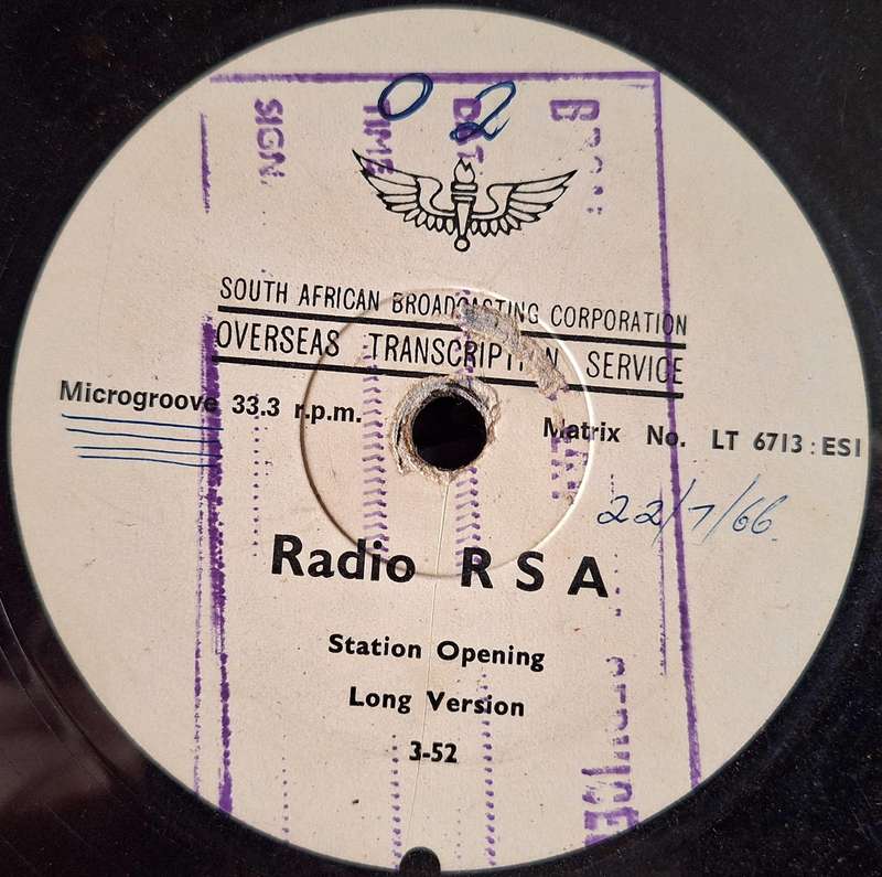 SABC Overseas Transcription Service 1966 Radio RSA Station Opening Long Version 1-52 No. LT 6613 ESI