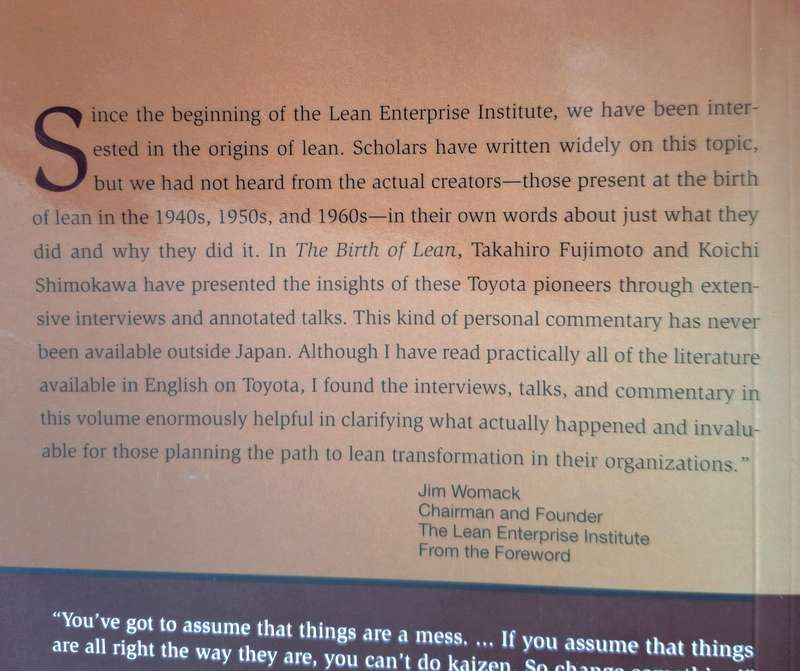 The Birth of Lean: Conversations with the Founders of TPS Paperback INSCRIBED