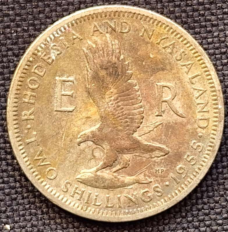 Rhodesia and Nyasaland 1955 Elizabeth II 2 Shillings Copper-nickel