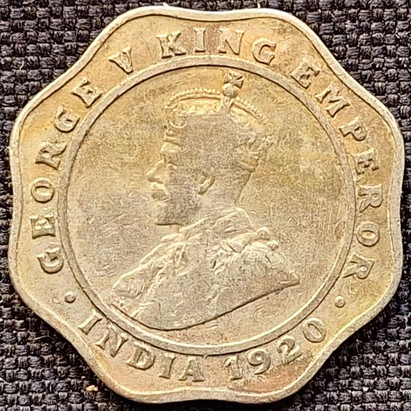 India 1920 George V 4 Annas Copper-nickel