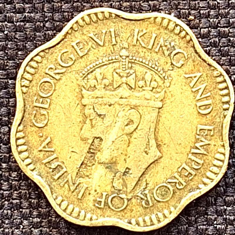 Sri Lanka Ceylon 1944 George VI 2 Cents Nickel brass