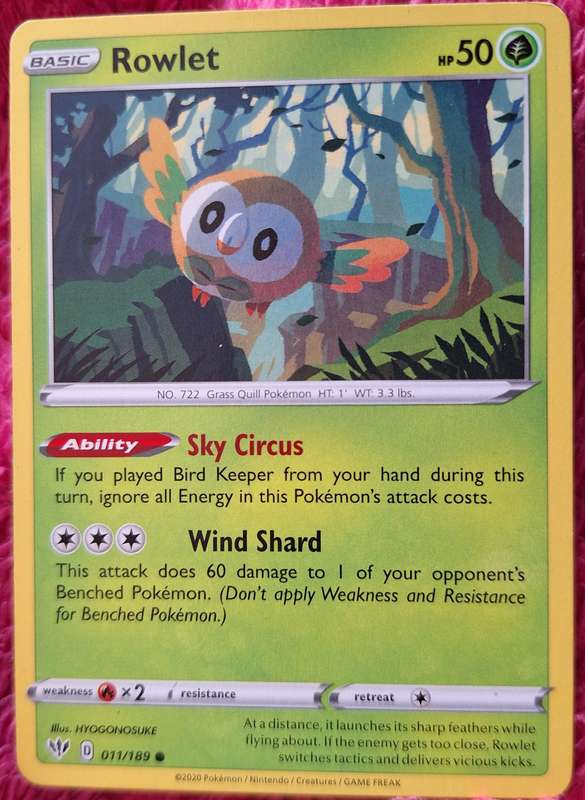 Pokemon 2020 Darkness Ablaze 011/189 Rowlet