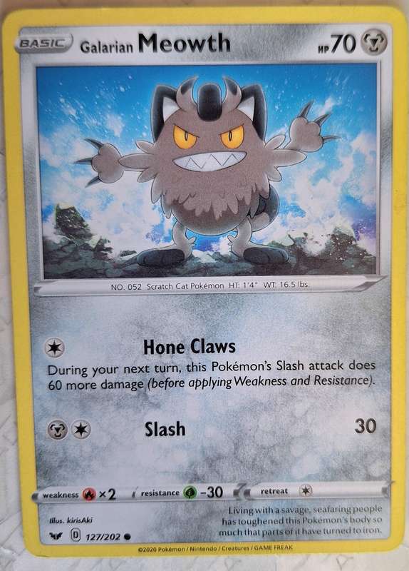 Pokemon 2020 Sword & Shield (Base) 127/202 Galarian Meowth