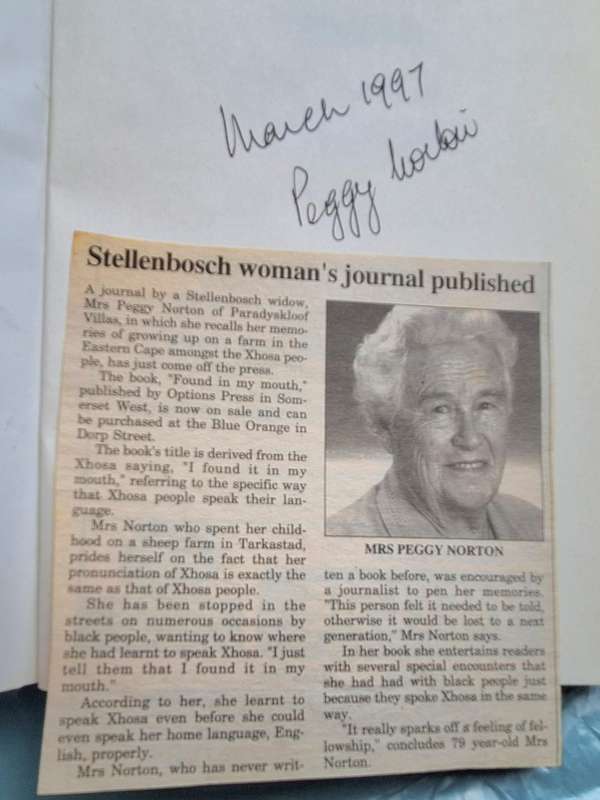 Found in my Mouth: The Journal of Peggy Norton Paperback SIGNED