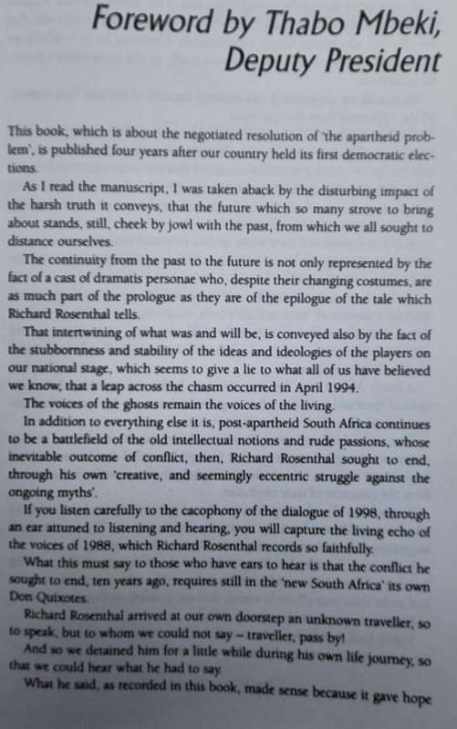 Mission Improbable: A Piece of the South African Story by Richard Rosenthal P/back AUTHOR INSCRIBED