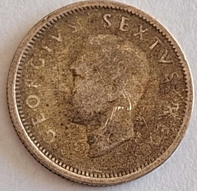 South Africa 1951 George VI 6d Silver (.500)