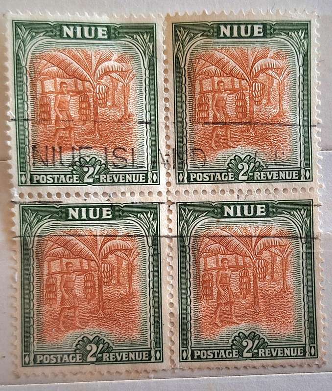 Niue 1950 Definitive Block of 4 Used 2/- stamps