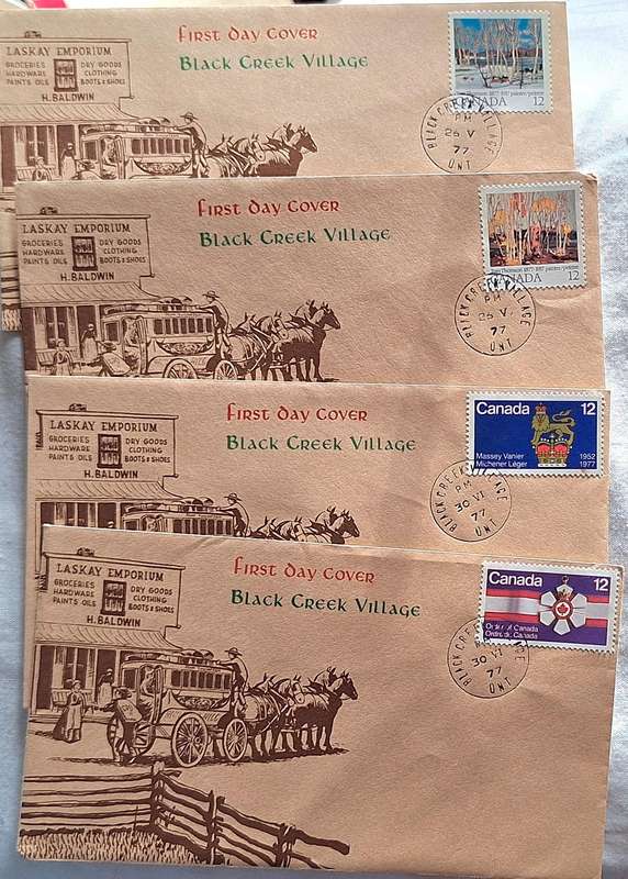 Canada 1977 Black Creek Village 4 Different FDC's