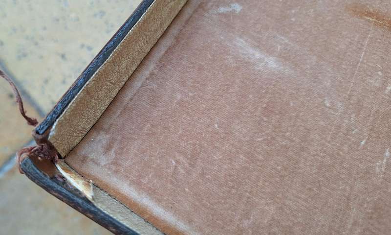 Vintage Masonic Suitcase with letters E.V.M. Lid front corners need stitching