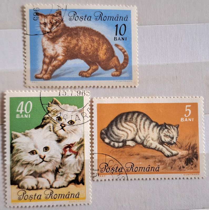 Romania 1965 Cats 3 Cancelled Hinged stamps