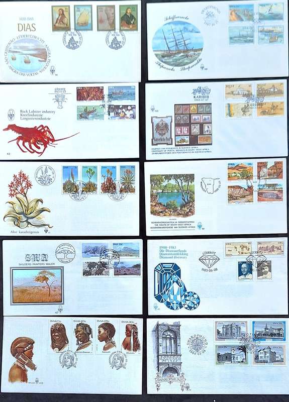 South West Africa Mixed Lot of 10 FDC's 1980's
