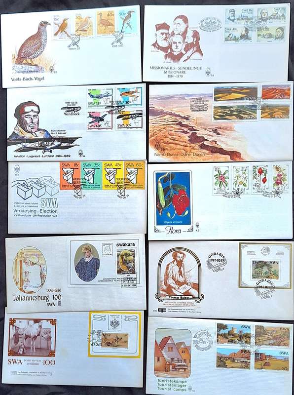 South West Africa Mixed Lot of 10 FDC's 1980's