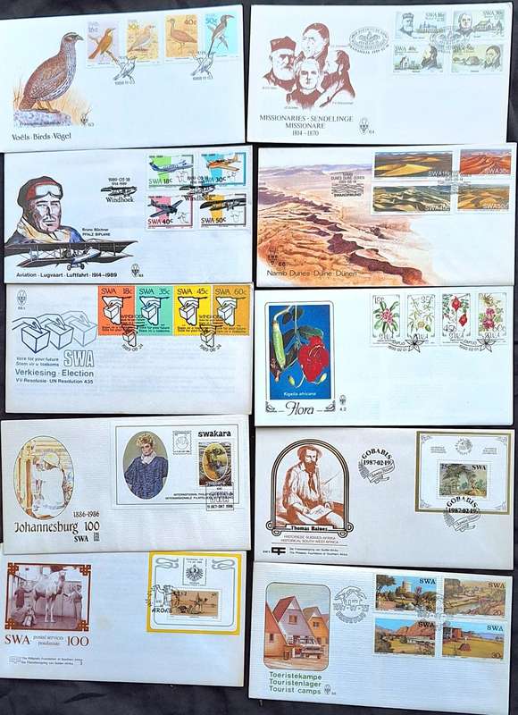 South West Africa Mixed Lot of 10 FDC's 1980's