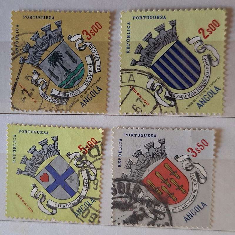 Angola 1963 Civic Arms Definitive Issue 4 Used Hinged stamps