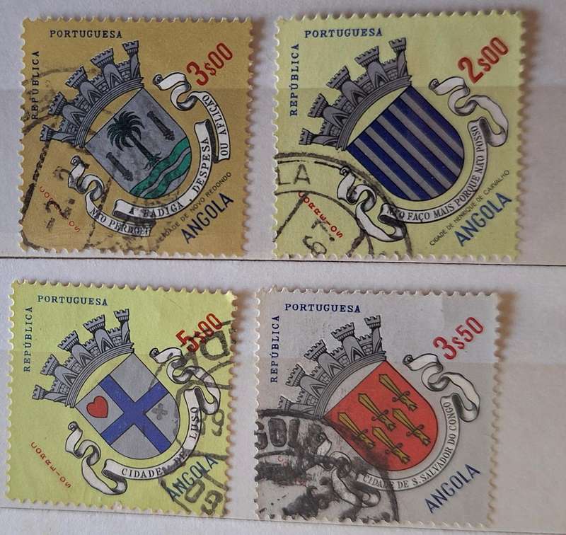 Angola 1963 Civic Arms Definitive Issue 4 Used Hinged stamps