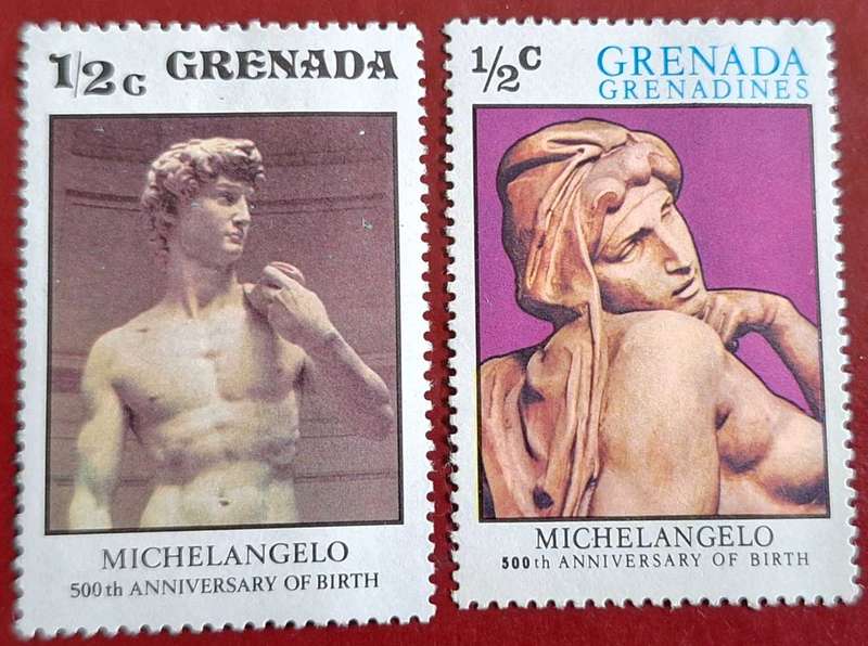 Grenada Grenadines 1975 Birth Anniversary Michelangelo 2 Unused stamps