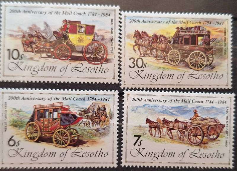 Lesotho 1984 200th Anniversary of the Mail Coach Set of 4 Mint stamps