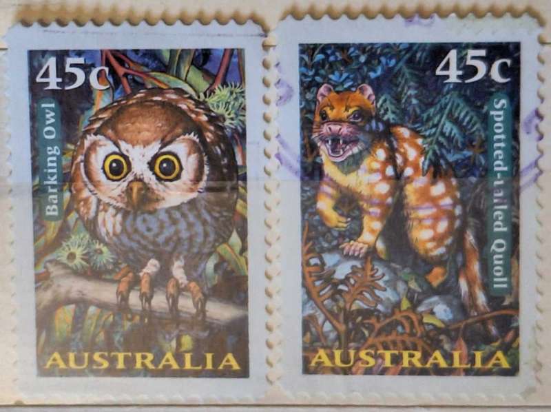Australia 1997 Creatures of the Night Peel & Stick Set of 2 Used Hinged stamps