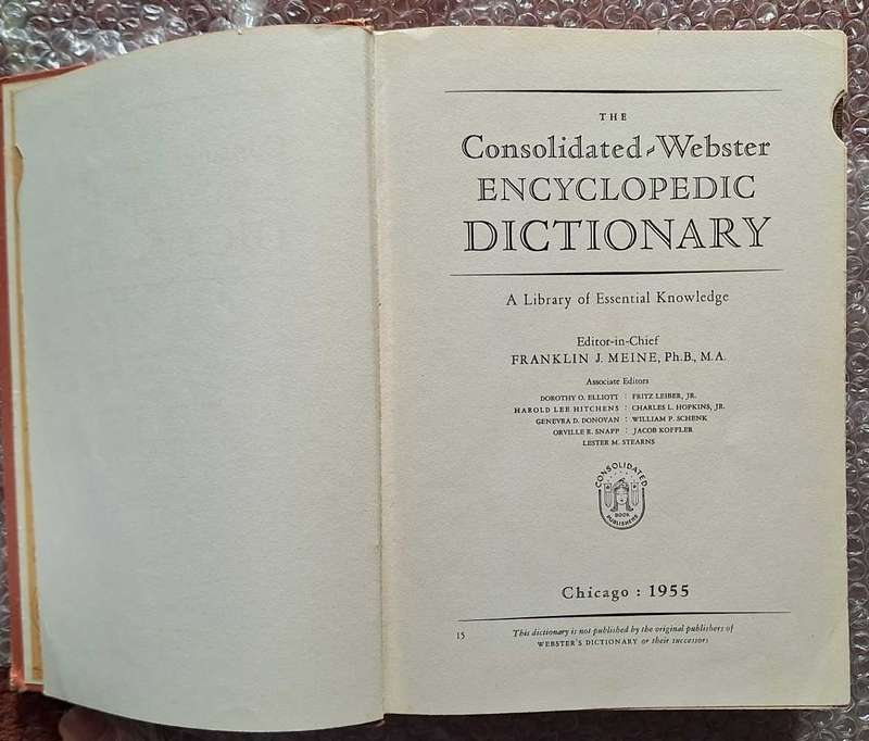 The Consolidated Webster Encyclopedic Dictionary Hardcover 1955