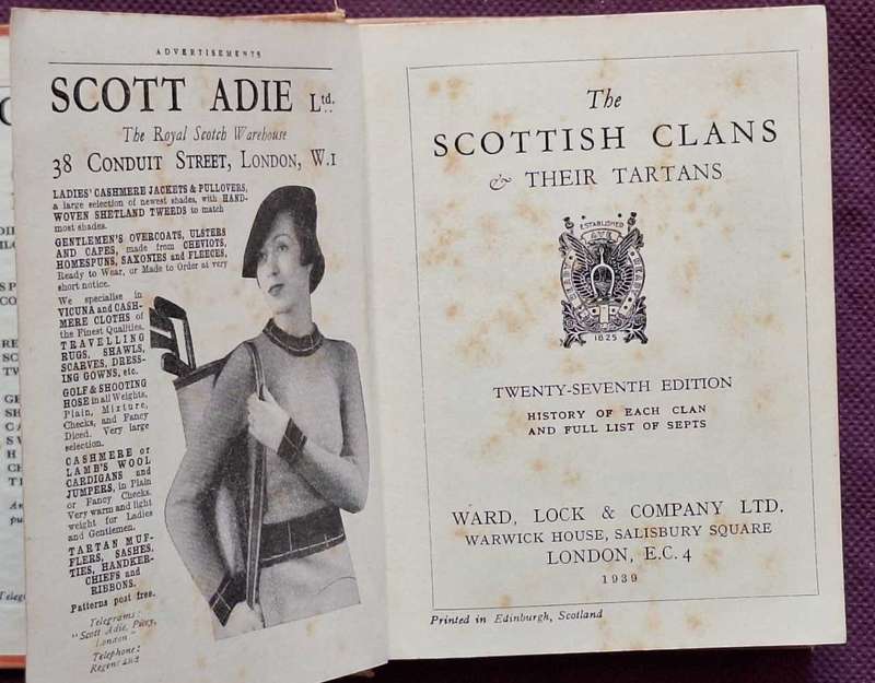 The Scottish Clans and their Tartans Hardcover Twenty-Seventh Edition 1939