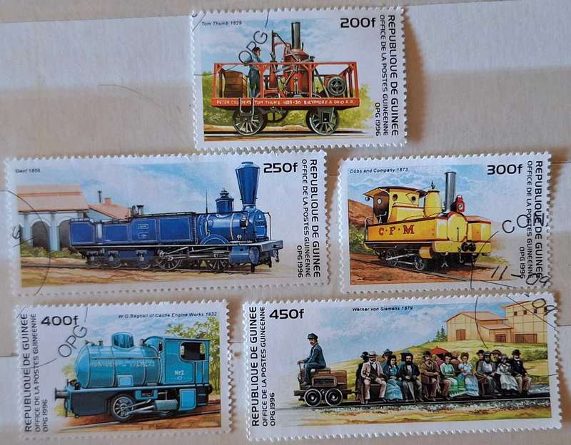 Republic of Guinea 1996 Locomotives Trains 5 Used stamps