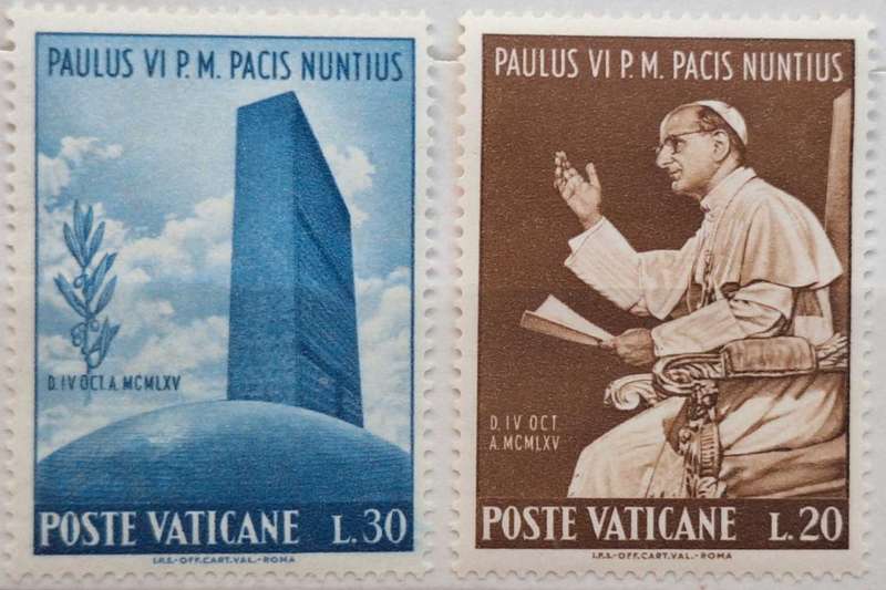 Vatican City 1965 Visit of Pope Paul VI to the UN 2 Mint stamps