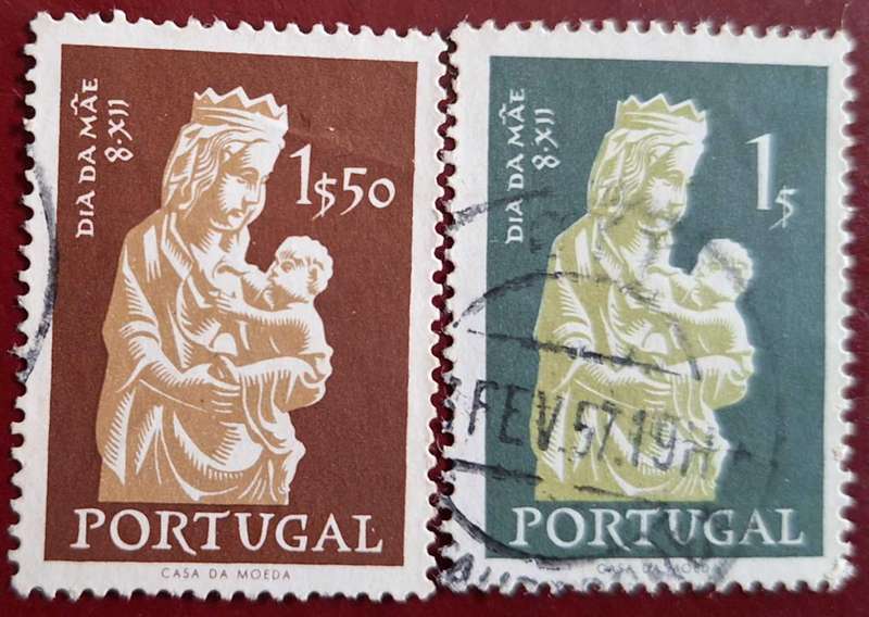 Portugal 1956 Mother's Day Madonna Set of 2 Used stamps