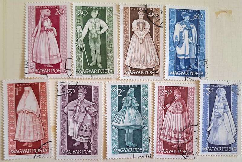 Hungary 1963 Provincial Costumes Set of 9 Used Hinged stamps