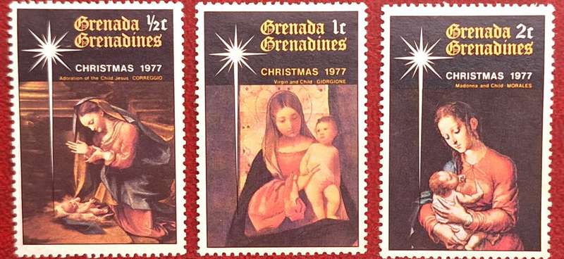 Grenada Grenadines 1977 Christmas 3 Unused Hinged stamps from Set of 7 stamps