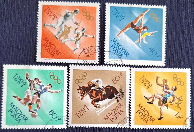 Hungary 1964 Tokyo Olympic Games 5 Used Hinged stamps