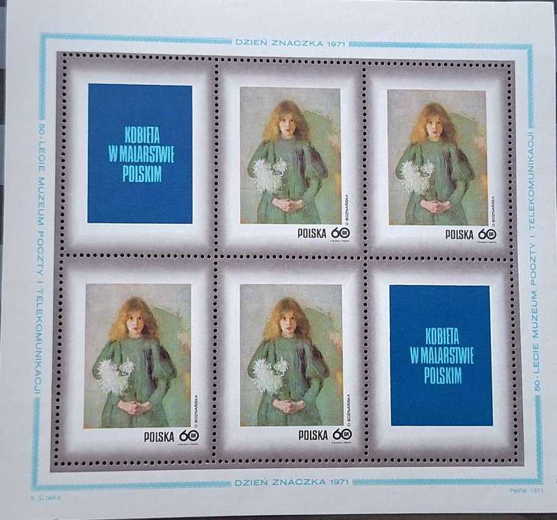 Poland 1971 Polish Women in Paintings: Girl with Chrysanthemums by Olga Boznanska 1 Mint Sheet